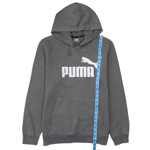 Puma Men's Grey Pullover Hoodie S Regular Fit Logo Sportswear