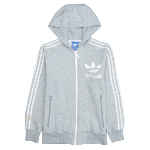 Adidas Mens Grey Full Zip Hoodie Small Cotton Blend Sportswear