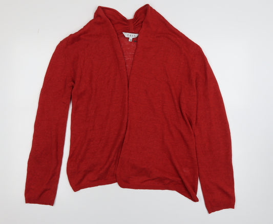 EAST Women's Red Linen Cardigan Size 12 Lightweight Open Knit