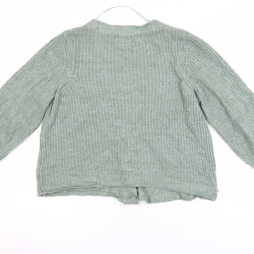 ONLY Women’s Green Chunky Knit V-Neck Balloon Sleeve Cardigan M