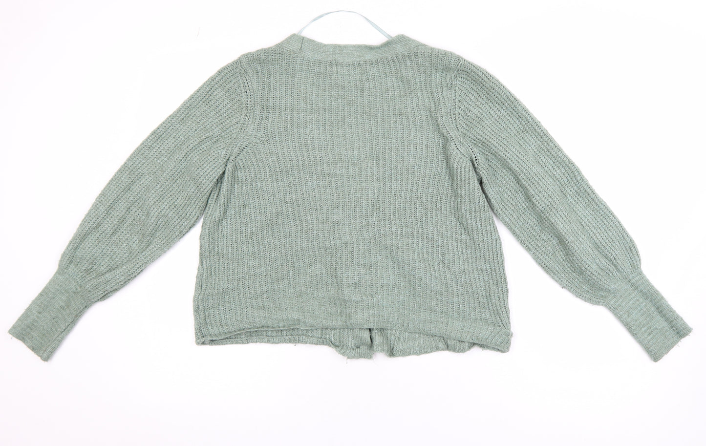 ONLY Women’s Green Chunky Knit V-Neck Balloon Sleeve Cardigan M
