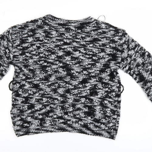 ZARA Women’s Black Chunky-Knit Crew Neck Pullover Jumper Size 8