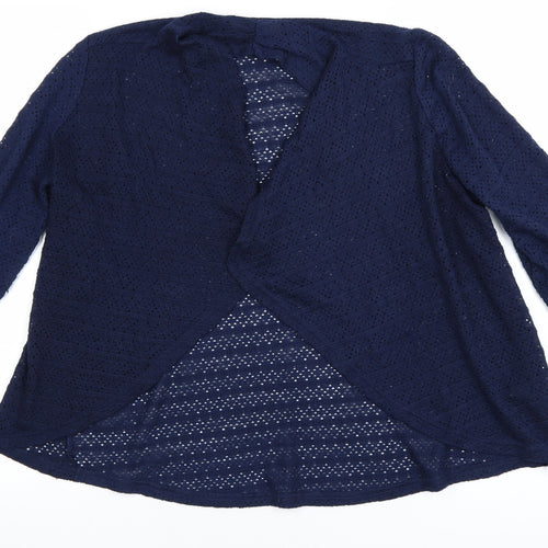 Oasis Women Navy Blue Open Knit Cardigan Small Long Sleeve