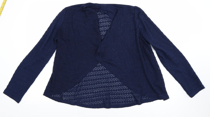Oasis Women Navy Blue Open Knit Cardigan Small Long Sleeve