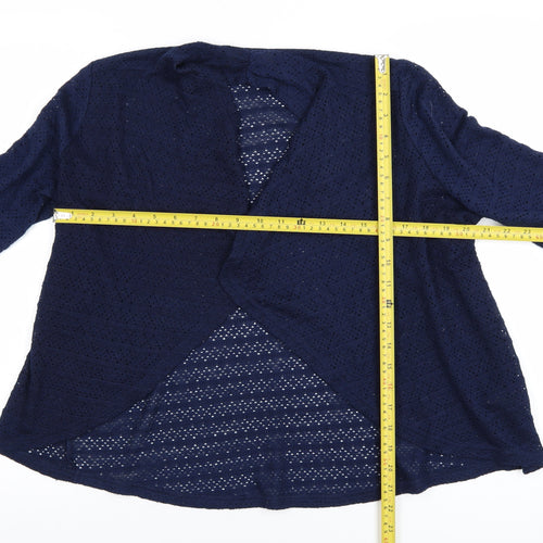 Oasis Women Navy Blue Open Knit Cardigan Small Long Sleeve