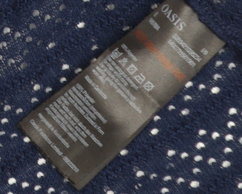 Oasis Women Navy Blue Open Knit Cardigan Small Long Sleeve
