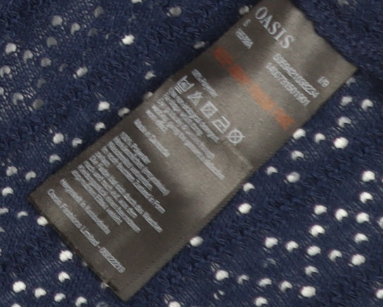 Oasis Women Navy Blue Open Knit Cardigan Small Long Sleeve