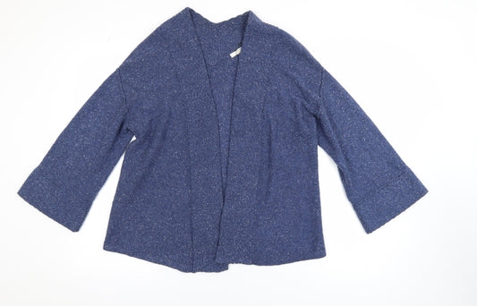 White Stuff Women Blue Cotton Wool Open Cardigan UK 10