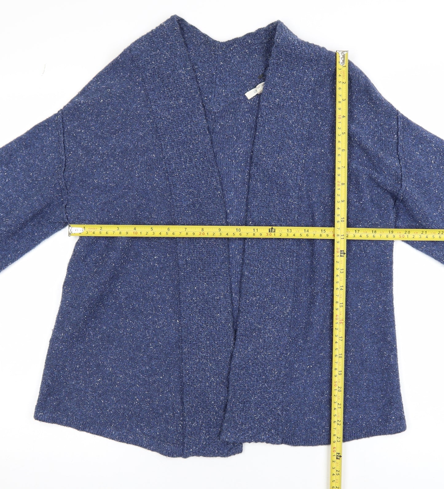 White Stuff Women Blue Cotton Wool Open Cardigan UK 10