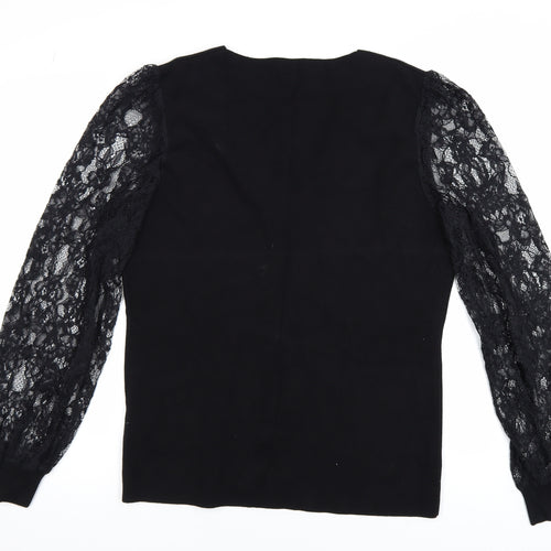 Pour Moi Women's Black Lace Sleeve V-Neck Jumper Size 18