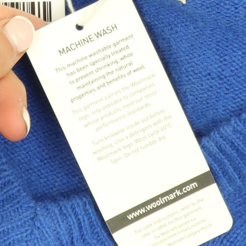 WoolOvers Men’s Blue V-Neck Lambswool Jumper L