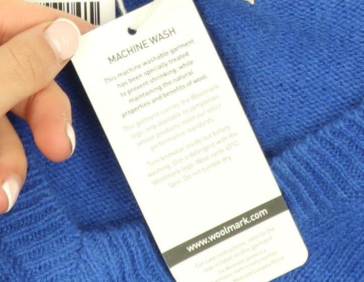 WoolOvers Men’s Blue V-Neck Lambswool Jumper L