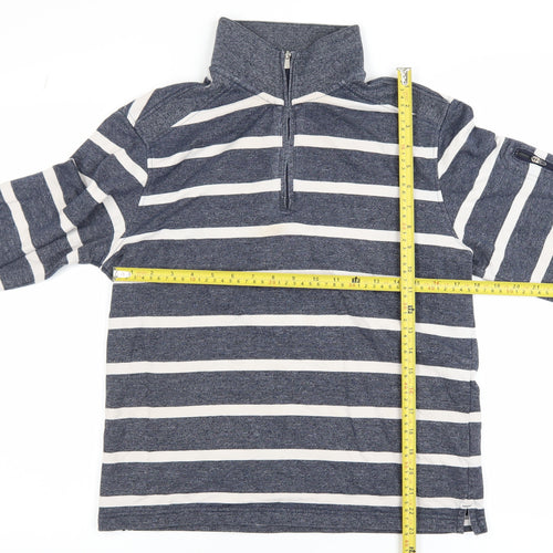 Marks and Spencer Blue Harbour Men's Blue Striped Quarter Zip Sweatshirt S
