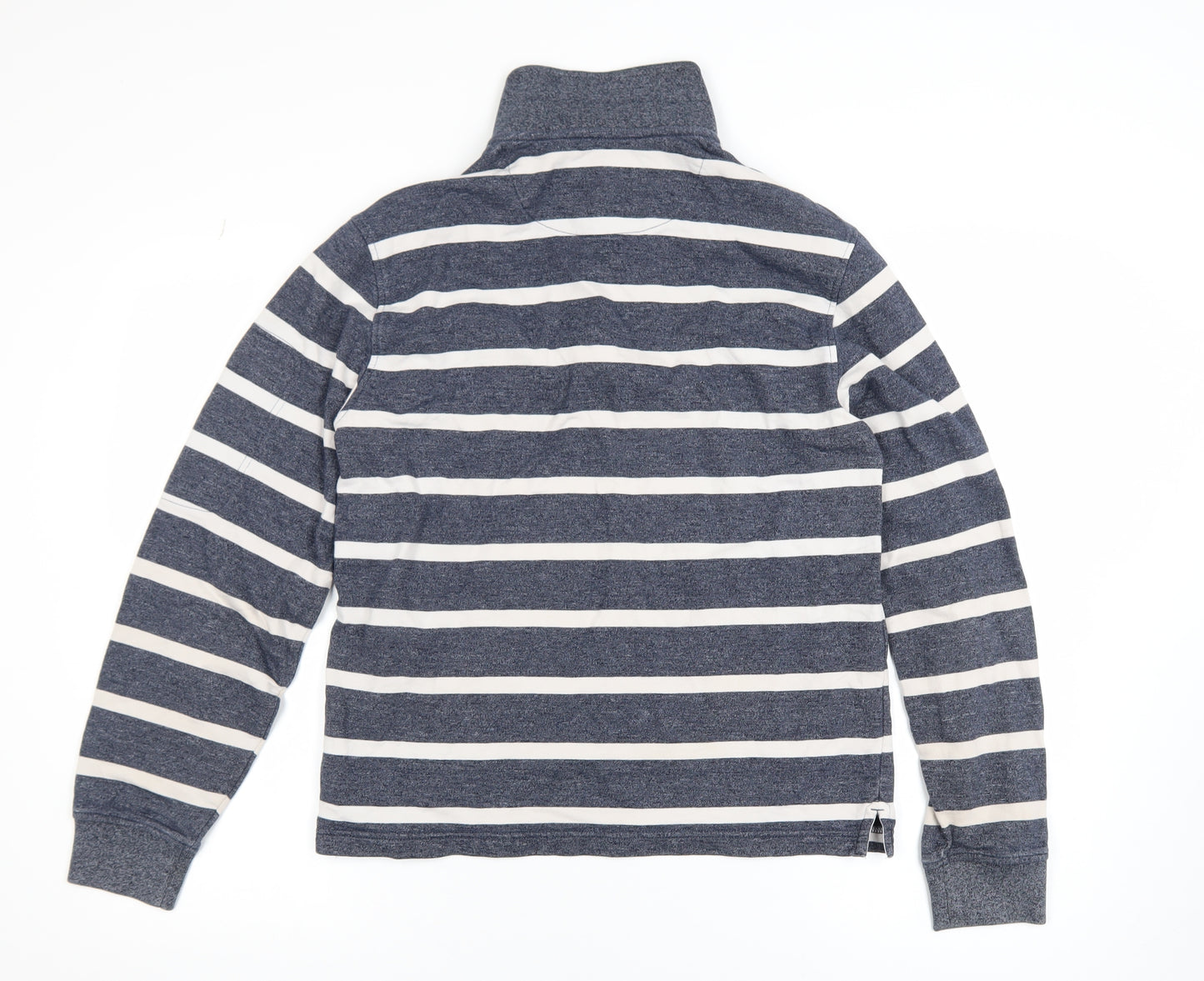 Marks and Spencer Blue Harbour Men's Blue Striped Quarter Zip Sweatshirt S