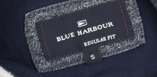 Marks and Spencer Blue Harbour Men's Blue Striped Quarter Zip Sweatshirt S