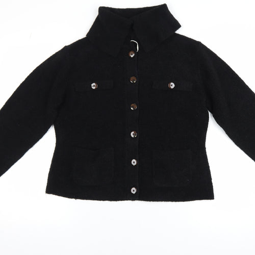 Marks and Spencer Womens Black Wool Blend Buttoned Jacket M