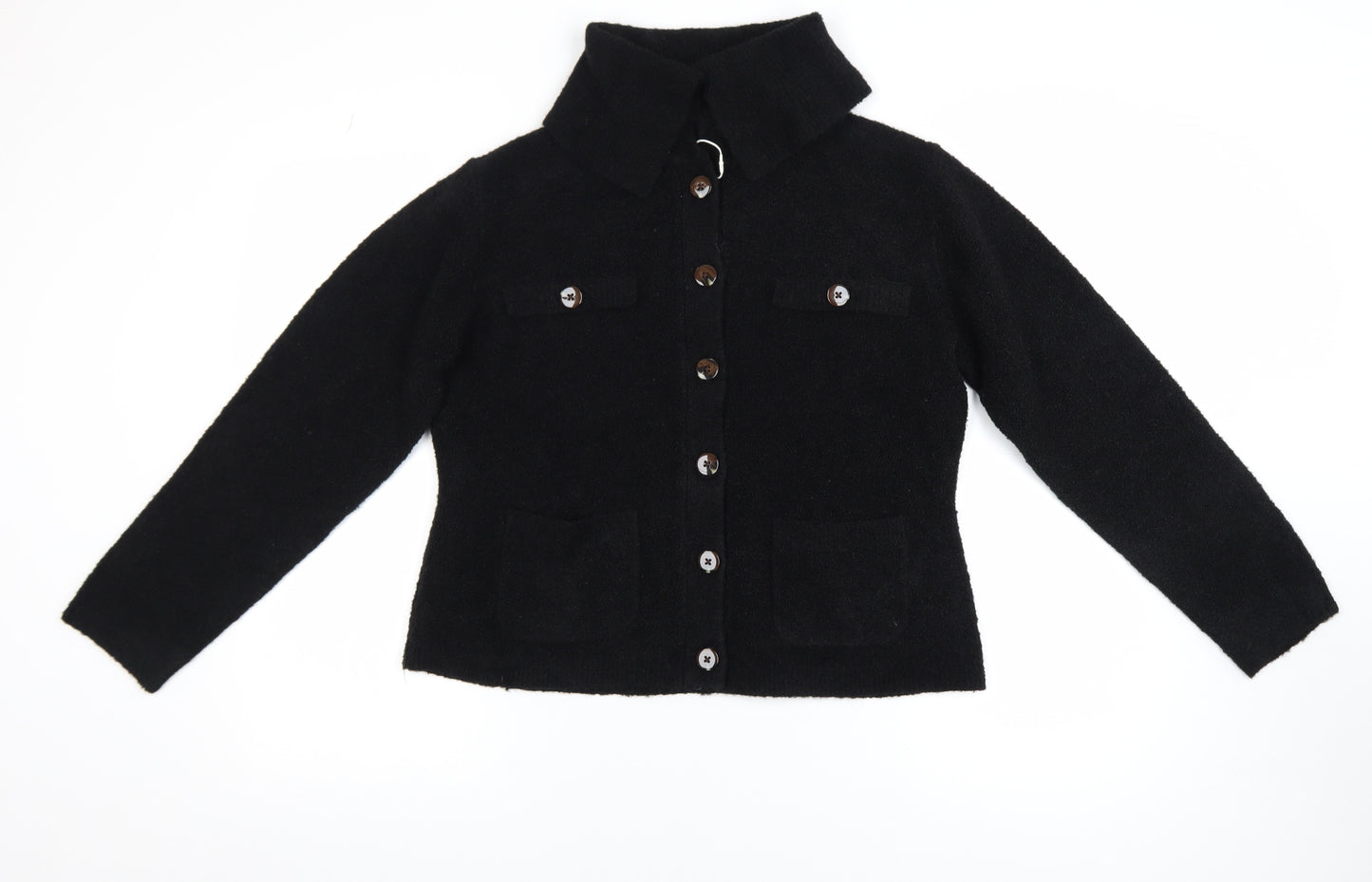Marks and Spencer Womens Black Wool Blend Buttoned Jacket M