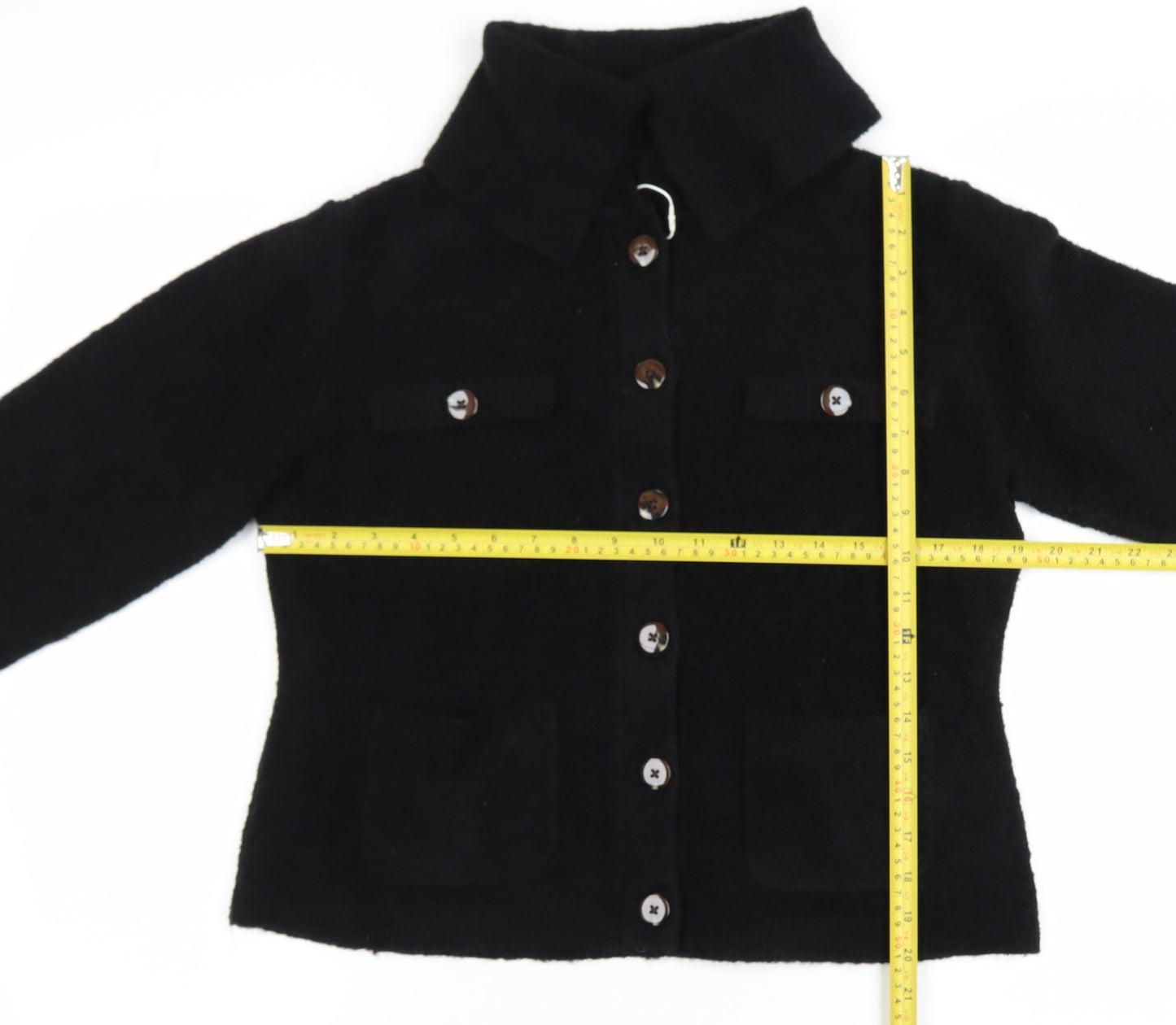 Marks and Spencer Womens Black Wool Blend Buttoned Jacket M