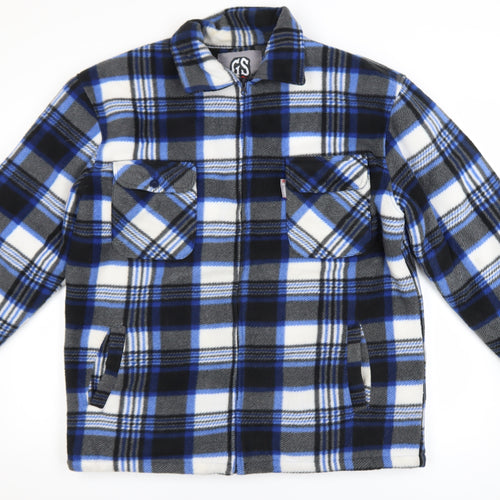 G-Street Men’s Blue Check Fleece Zip Jacket Size M
