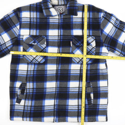 G-Street Men’s Blue Check Fleece Zip Jacket Size M