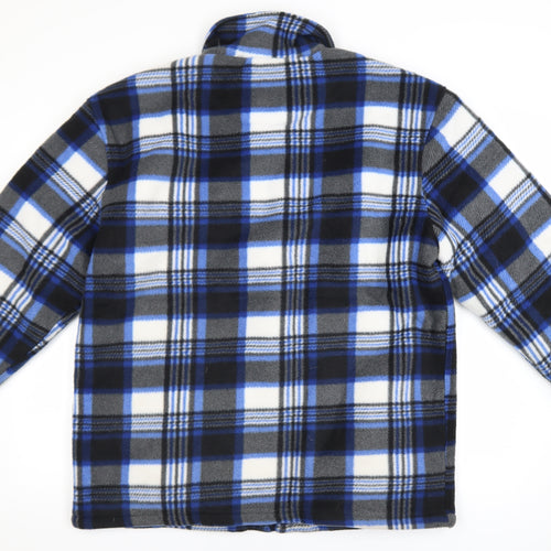 G-Street Men’s Blue Check Fleece Zip Jacket Size M