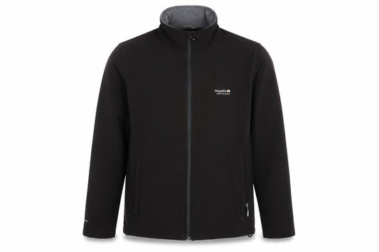 Front view of Regatta Men’s Black Softshell Jacket S 38in Windproof Water Resistant