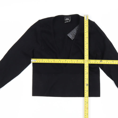 Urban Outfitters Women's Black Cropped V-Neck Long Sleeve Top S