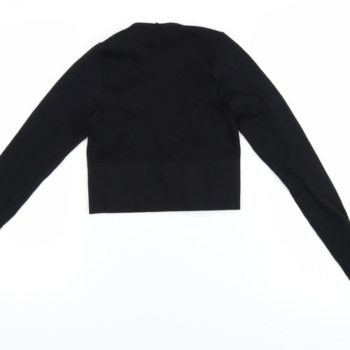 Urban Outfitters Women's Black Cropped V-Neck Long Sleeve Top S
