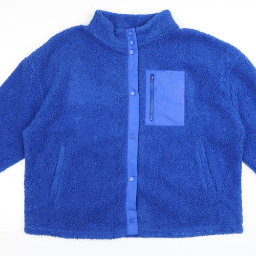 Simply Be Women's Blue Fleece Jacket Size 22 Relaxed Fit Casual Outerwear