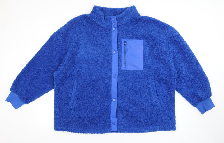 Simply Be Women's Blue Fleece Jacket Size 22 Relaxed Fit Casual Outerwear
