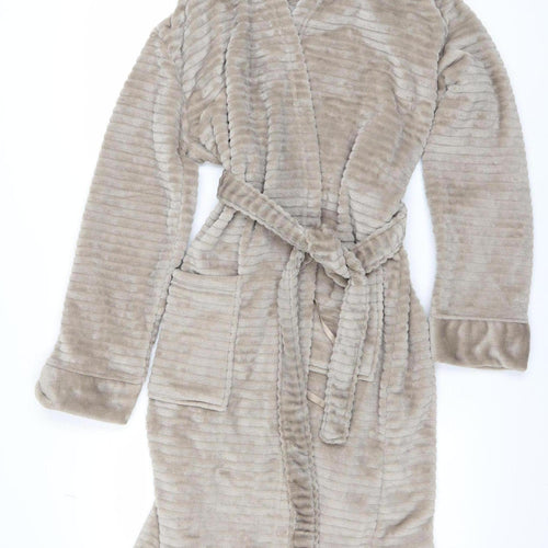 Originals Women Beige Fleece Hooded Robe Size 10-12 Soft Plush Gown