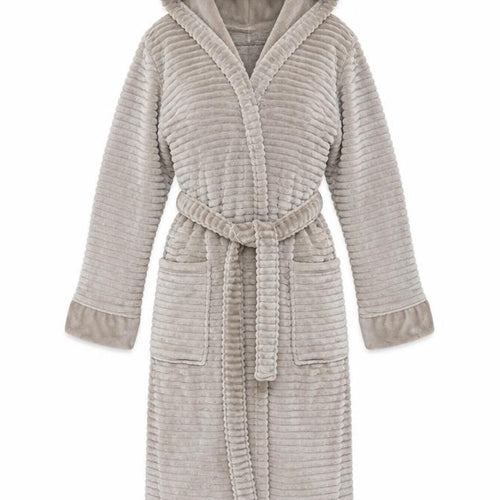 Originals Women Beige Fleece Hooded Robe Size 10-12 Soft Plush Gown