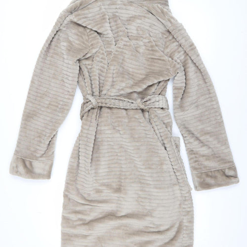 Originals Women Beige Fleece Hooded Robe Size 10-12 Soft Plush Gown