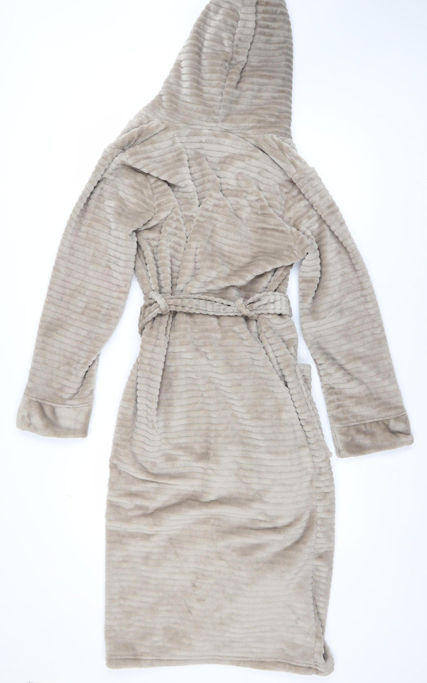 Originals Women Beige Fleece Hooded Robe Size 10-12 Soft Plush Gown