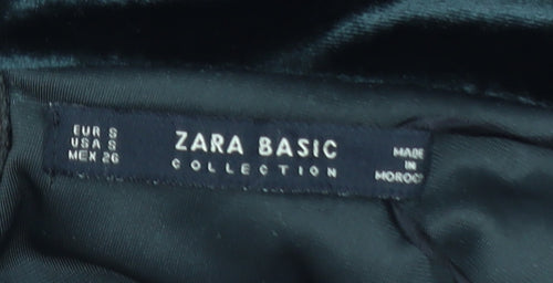 Zara Women Black Velvet Off Shoulder Midi Bodycon Dress Size 8