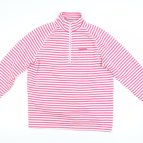 Craghoppers Women's Pink White Stripe 1/2 Zip Fleece Sweatshirt UK 16