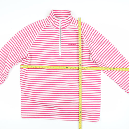 Craghoppers Women's Pink White Stripe 1/2 Zip Fleece Sweatshirt UK 16
