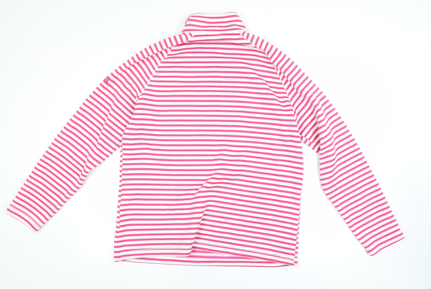 Craghoppers Women's Pink White Stripe 1/2 Zip Fleece Sweatshirt UK 16