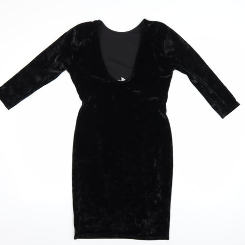 Miss Selfridge Women’s Black Velvet Bodycon Dress Size 10