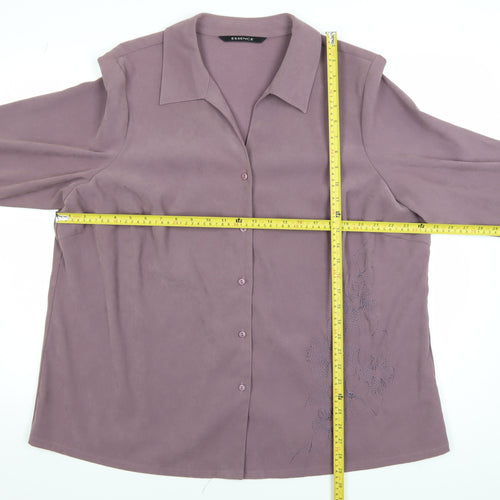 Essence Womens Purple 3/4 Sleeve Collared Blouse Size 24