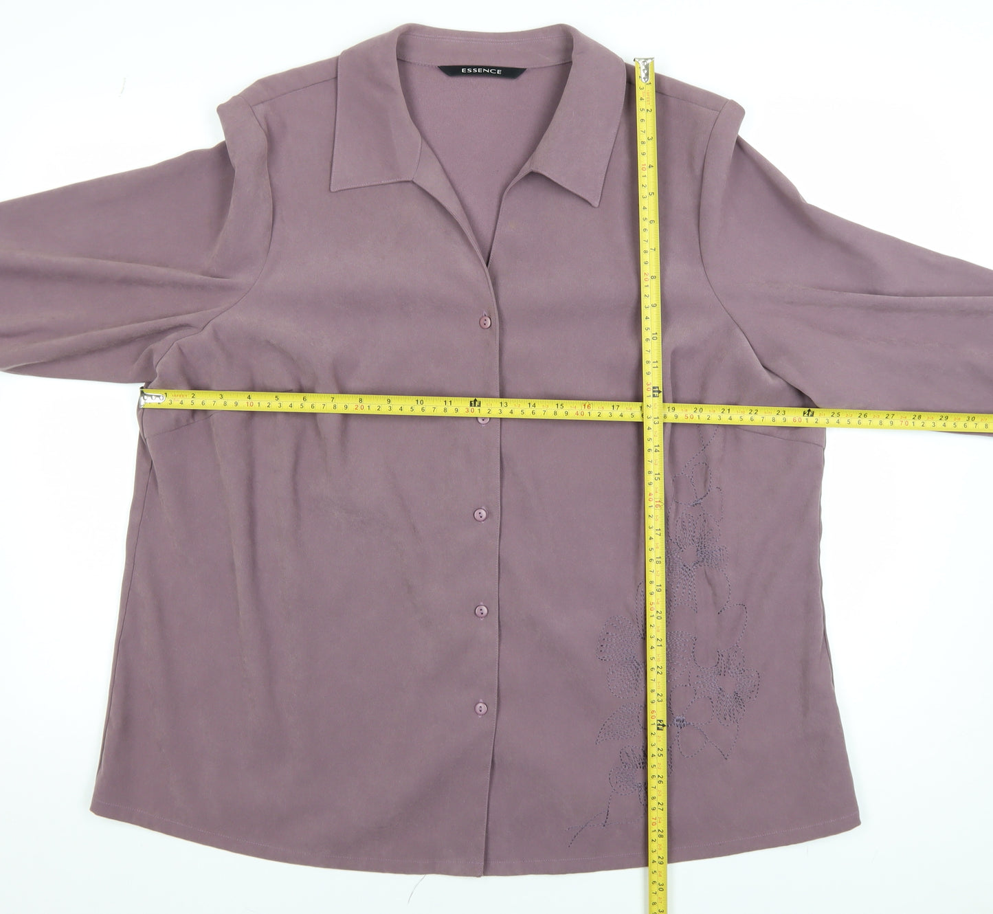 Essence Womens Purple 3/4 Sleeve Collared Blouse Size 24