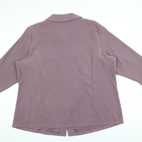 Essence Womens Purple 3/4 Sleeve Collared Blouse Size 24