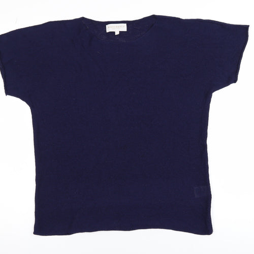 Bianco & Blu Women's Blue Knit Short Sleeve Basic T-Shirt L
