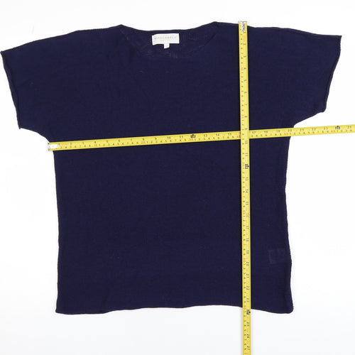 Bianco & Blu Women's Blue Knit Short Sleeve Basic T-Shirt L