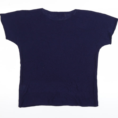 Bianco & Blu Women's Blue Knit Short Sleeve Basic T-Shirt L