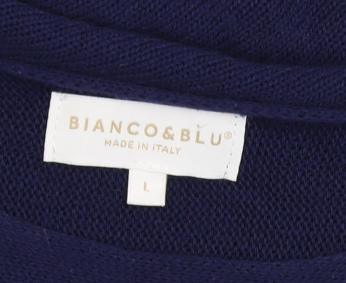 Bianco & Blu Women's Blue Knit Short Sleeve Basic T-Shirt L