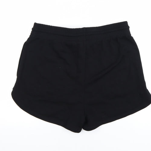 H&M Women Black Sweat Shorts Size 12 Drawstring Cotton Blend