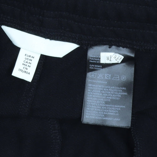 H&M Women Black Sweat Shorts Size 12 Drawstring Cotton Blend