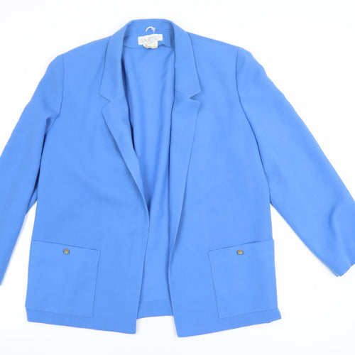 Eastex Women’s Blue Wool Blend Lined Blazer Jacket Size 14