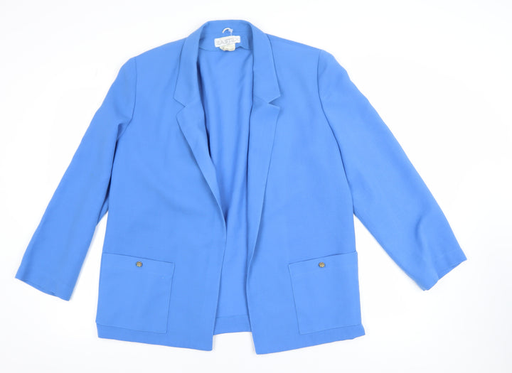 Eastex Women’s Blue Wool Blend Lined Blazer Jacket Size 14